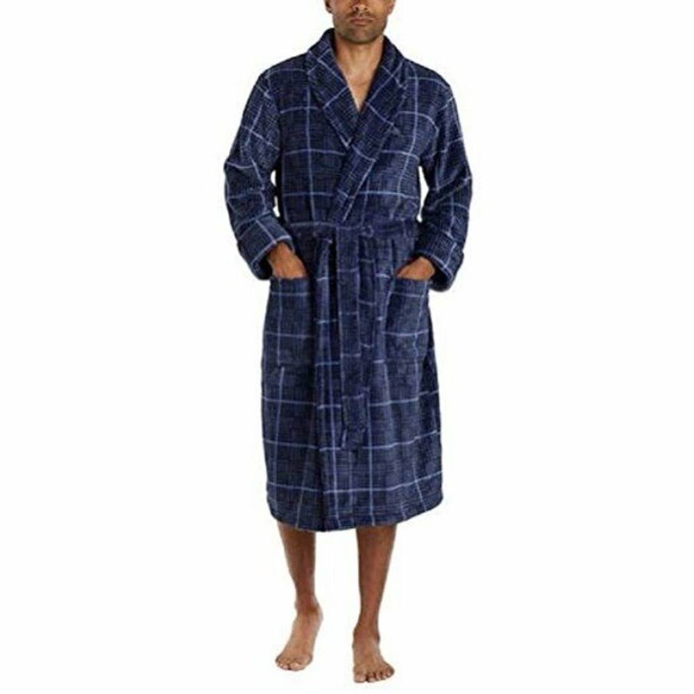 Tommy Bahama plush blue plaid robe loungewear pajamas